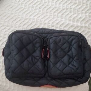 MZ Wallace Black Quilted Cosmetic Pouch with Front Pockets